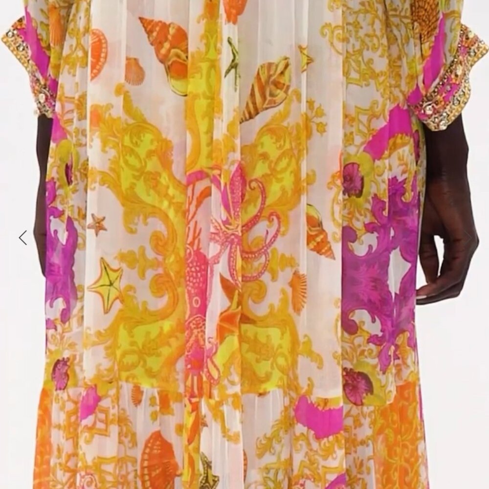 Camilla maxi dress silk long gathered panel dress Squid squad